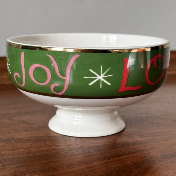 Anthropologie Danielle Kroll Making Spirits Bright Nut Bowl Christmas Love Joy - Picture 6 of 11